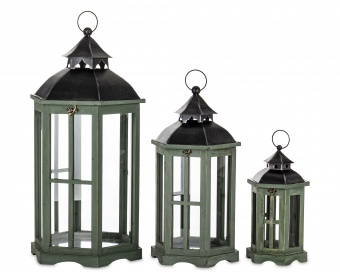 Lampion Drewniany Kpl. 3 Szt.